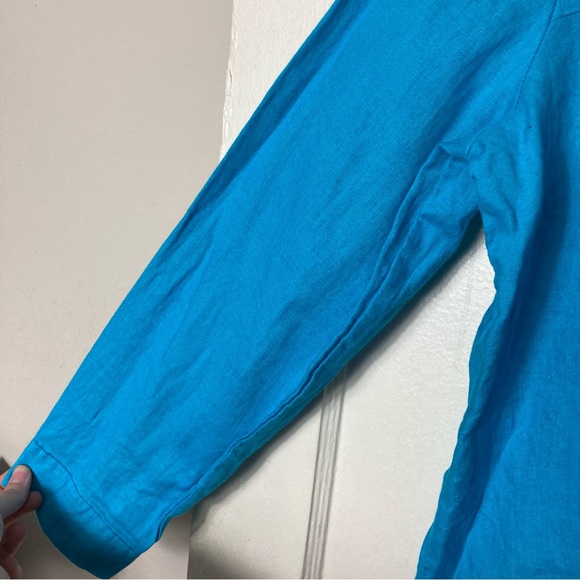 Symple NYC light blue 100% linen button up shirt womens L lagenlook - Picture 6 of 9